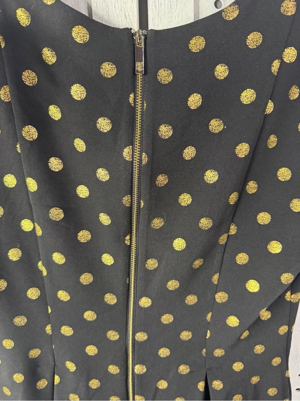 Tommy Hilfiger Black Gold Polka Dot Fit & Flare Dress Women’s Size 6 V-Neck